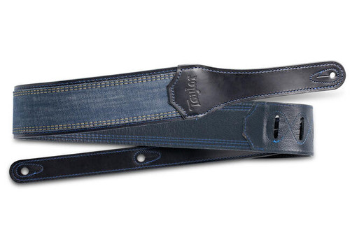 Taylor Blue Denim Strap, Navy Leather Edges, 2"
