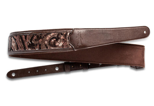 Taylor 2.25" Strap, Vegan Leather, Chocolate Brown Sequins