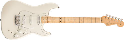 Fender EOB Sustainer Stratocaster Electric Guitar, White finish w/ Maple Fretboard and Deluxe Fender Gigbag