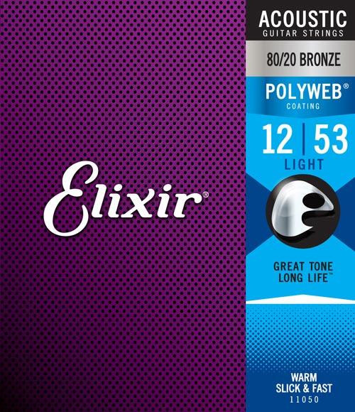 Elixir 11025 Polyweb Coated 80/20 Bronze Acoustic Guitar Cus Lt 11-52