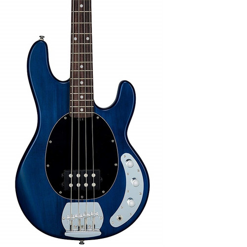 Sterling by Music Man Ray4 TBLS R1 4 String Stingray Transparent Blue Satin Bass Guitar