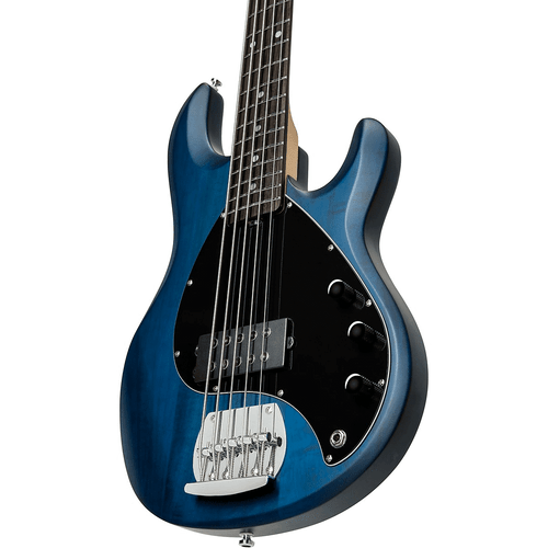 Sterling By MusicMan RAY5-TBLS-R1 RAY5 5-String Satin Blue Rosewood Electric Bass Guitar