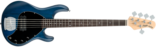 Sterling By MusicMan RAY5-TBLS-R1 RAY5 5-String Stingray Satin Blue Rosewood Electric Bass Guitar