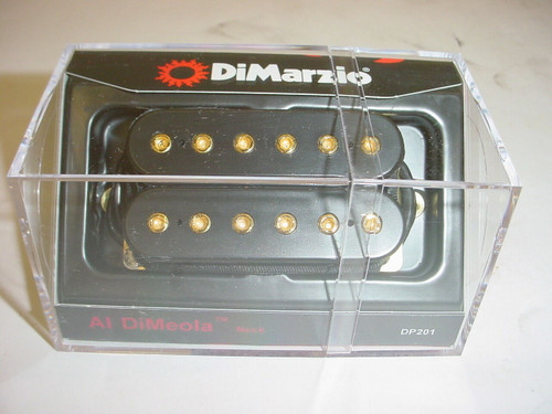 DIMARZIO DP201 Al DiMeola Neck Guitar Pickup - BLACK REGULAR SPACING GOLD POLES