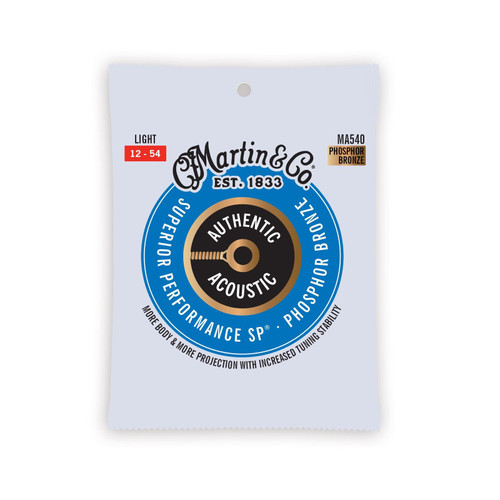 Martin MA540 Authentic Acoustic Superior Performance 92/8 Phosphor Bronze Guitar Strings - .012-.054 Light