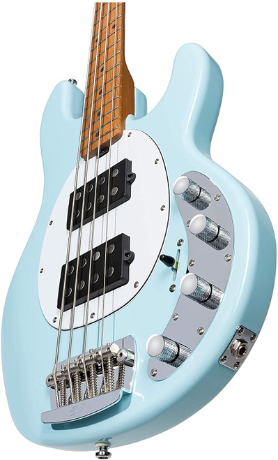 Sterling by Music Man 4 String Bass Guitar, Right, Daphne Blue w/ Deluxe Gigbag