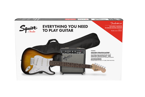 Fender Stratocaster ® Pack, Laurel Fingerboard, Brown Sunburst, Gig Bag, Amp, Tuner. Strap. etc.