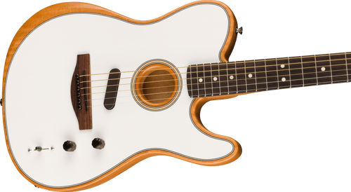 Fender Acoustasonic® Player Telecaster®, Rosewood Fingerboard, Arctic White with Deluxe 1225 Gig Bag