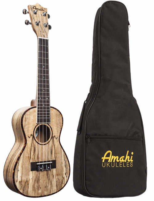 Amahi UK770 CONCERT Spalted Maple Top Intermediate Ukulele Padded Gig Bag