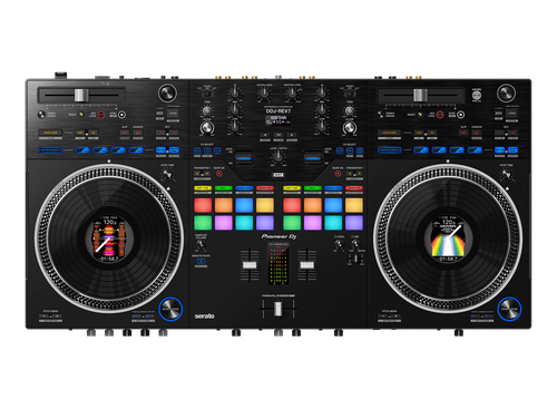 Pioneer DDJ-REV7 Scratch-style 2-channel DJ Controller w/ motorized jog wheels and on jog display for Serato DJ Pro