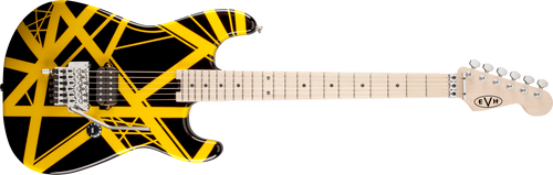 EVH Striped Series, Maple Fingerboard, Black with Yellow Stripes