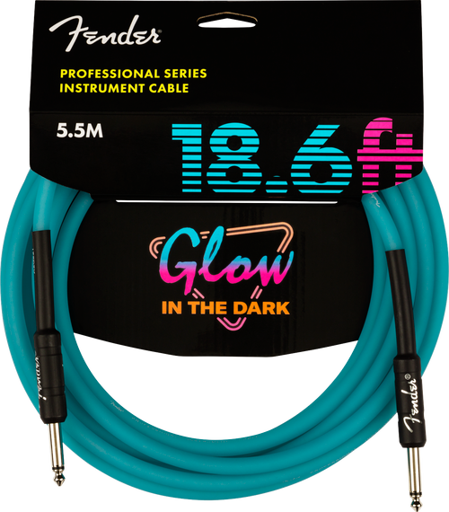 Fender Professional Glow in the Dark Cable, Blue, 18.6'