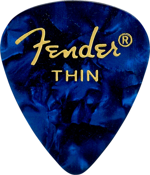 Fender Premium Celluloid 351 Shape Picks, Thin, Blue Moto, 12 Count