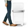 simplehuman 45L Rectangular Step Rubbish Bin - White