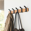 Wall Mounted 5 Hook Adjustable Rack- Black