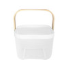 Square Mesh Basket With Wooden Handle - White
