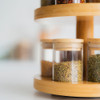 Kates Kitchen Bamboo Revolving Spice Rack & Glass Jar Set