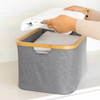Medium Fabric Linen Laundry Basket - Dark Grey