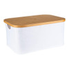 Medium Fabric Linen Laundry Basket with Bamboo Lid - White