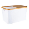 Large Fabric Linen Laundry Basket with Bamboo Lid - White