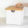 Large Fabric Linen Laundry Basket with Bamboo Lid - White
