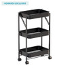 Howards 3 Tier Folding Metal Mesh Trolley - Black