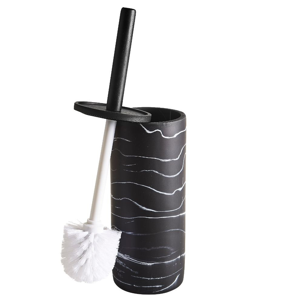 Marble Look Bathroom Toilet Brush Black Howards Storage World