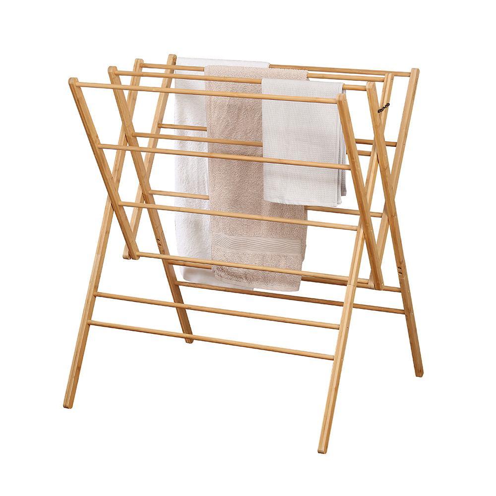 WilliamsWare Bamboo Concertina Clothes Airer with Wheels Howards