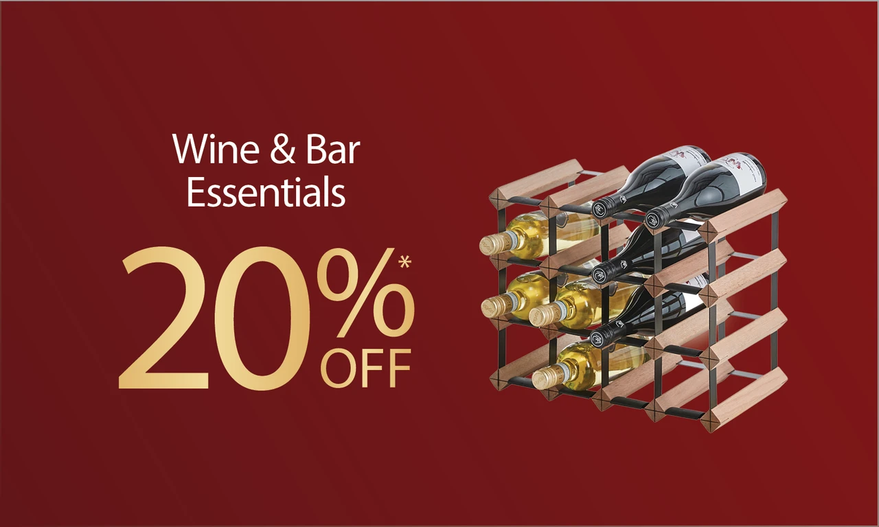 20% off wine and bar essentials