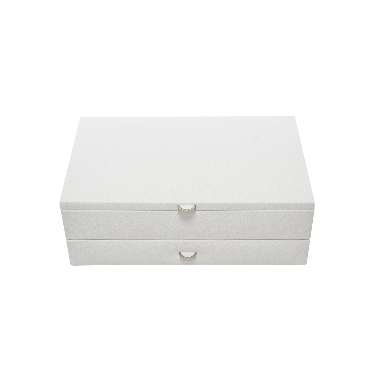 Jewellery Box with Mirrored Lid Medium White Howards Storage World