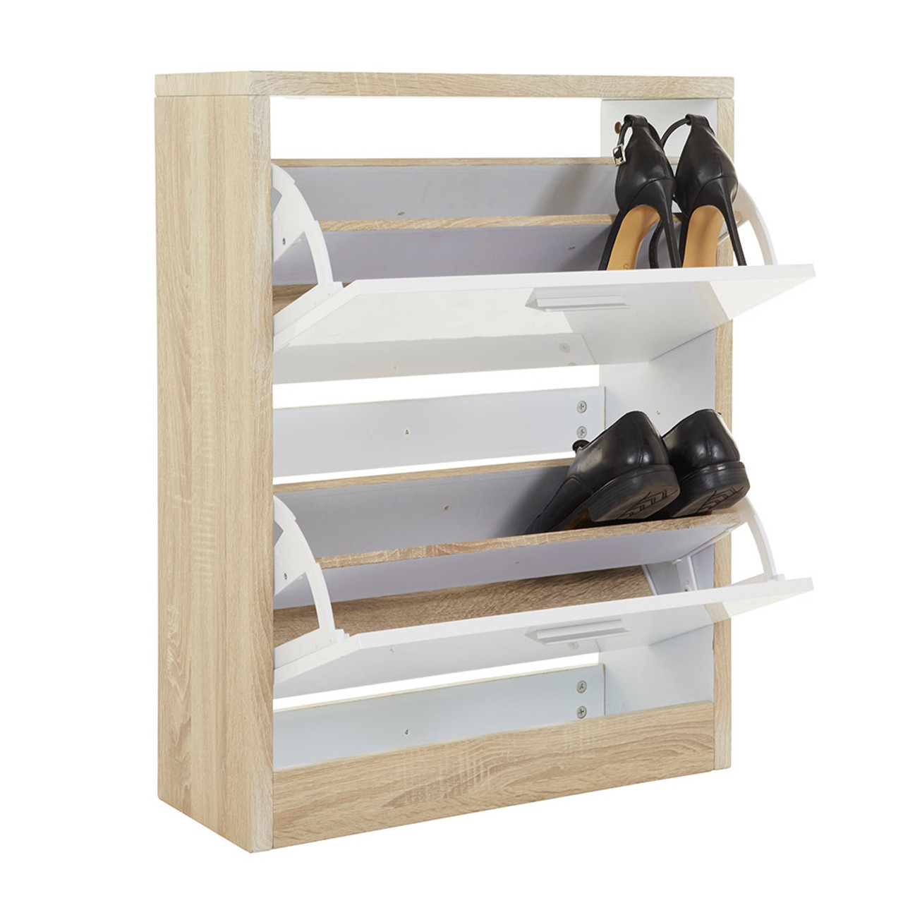 Howards Shoe Cabinet 2 Drawers White Brown