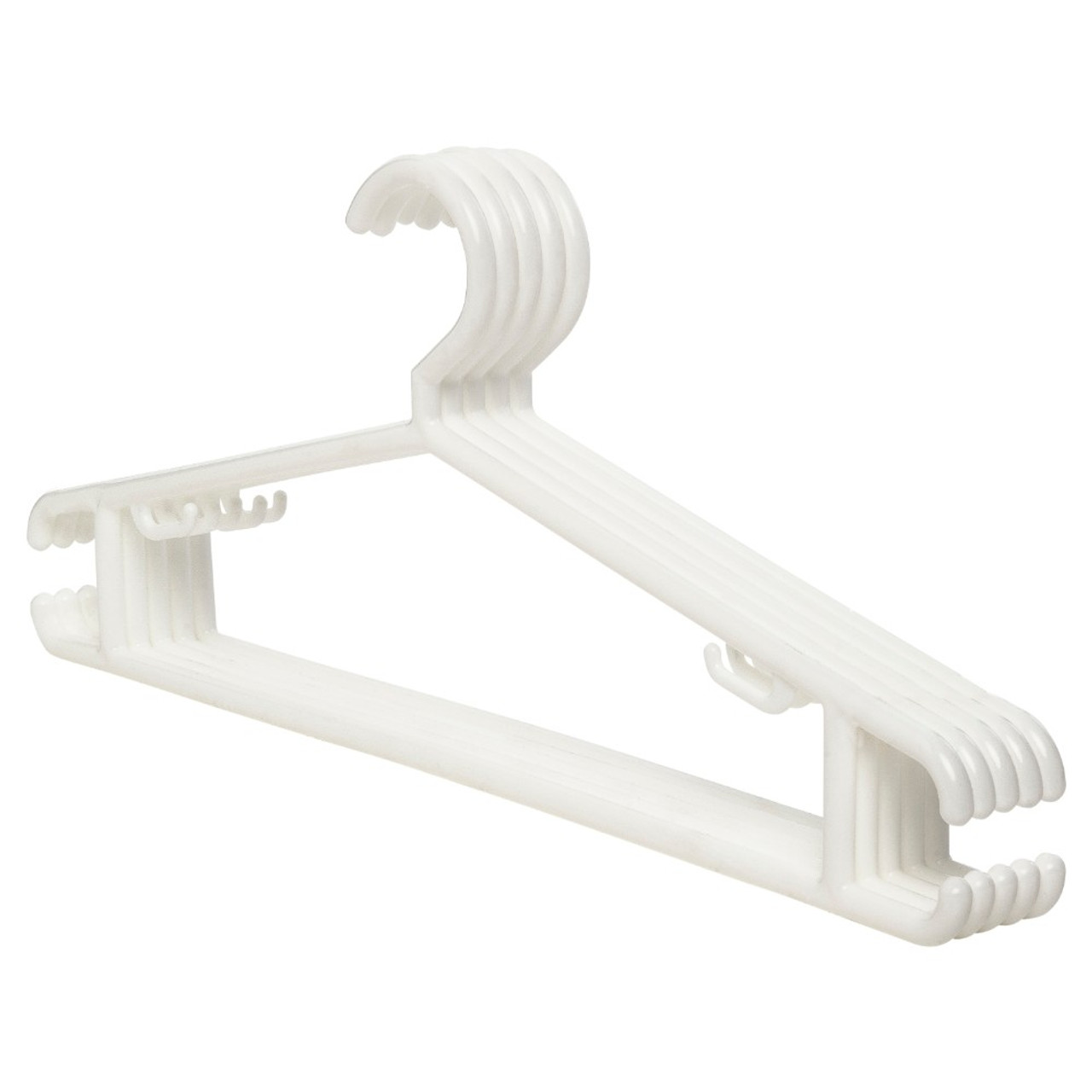 Hang Tight White Plastic Hanger with Clothesline Clips - Pack 5