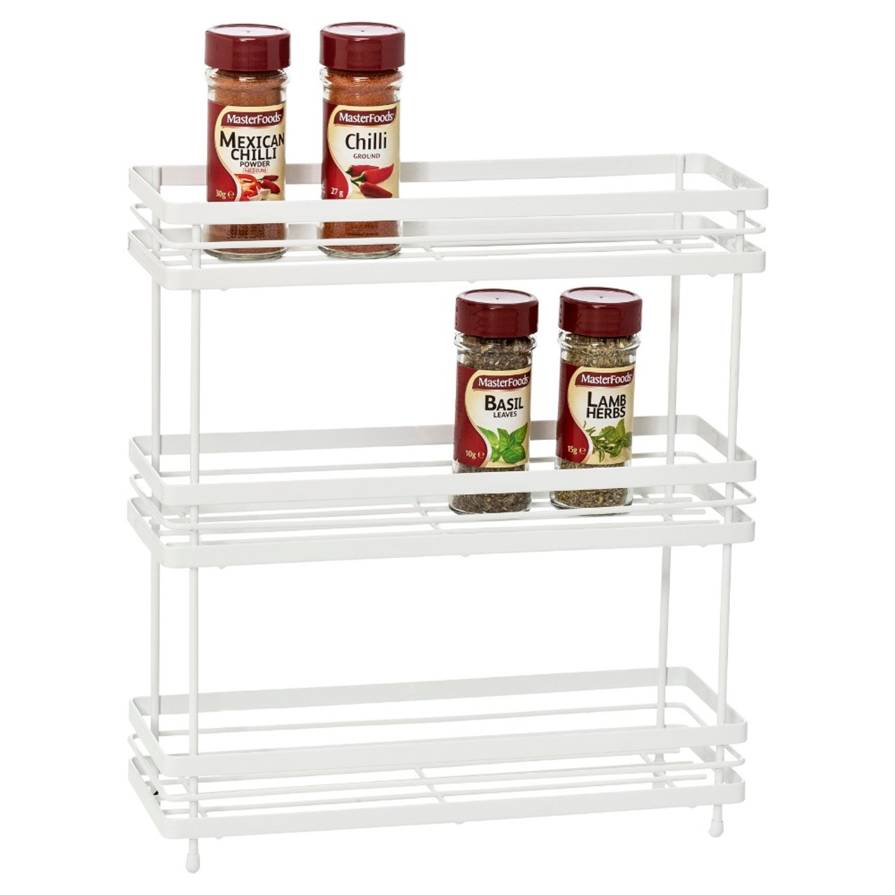 Howards Powder Coated Wire Freestanding 3 Tier Spice Rack White