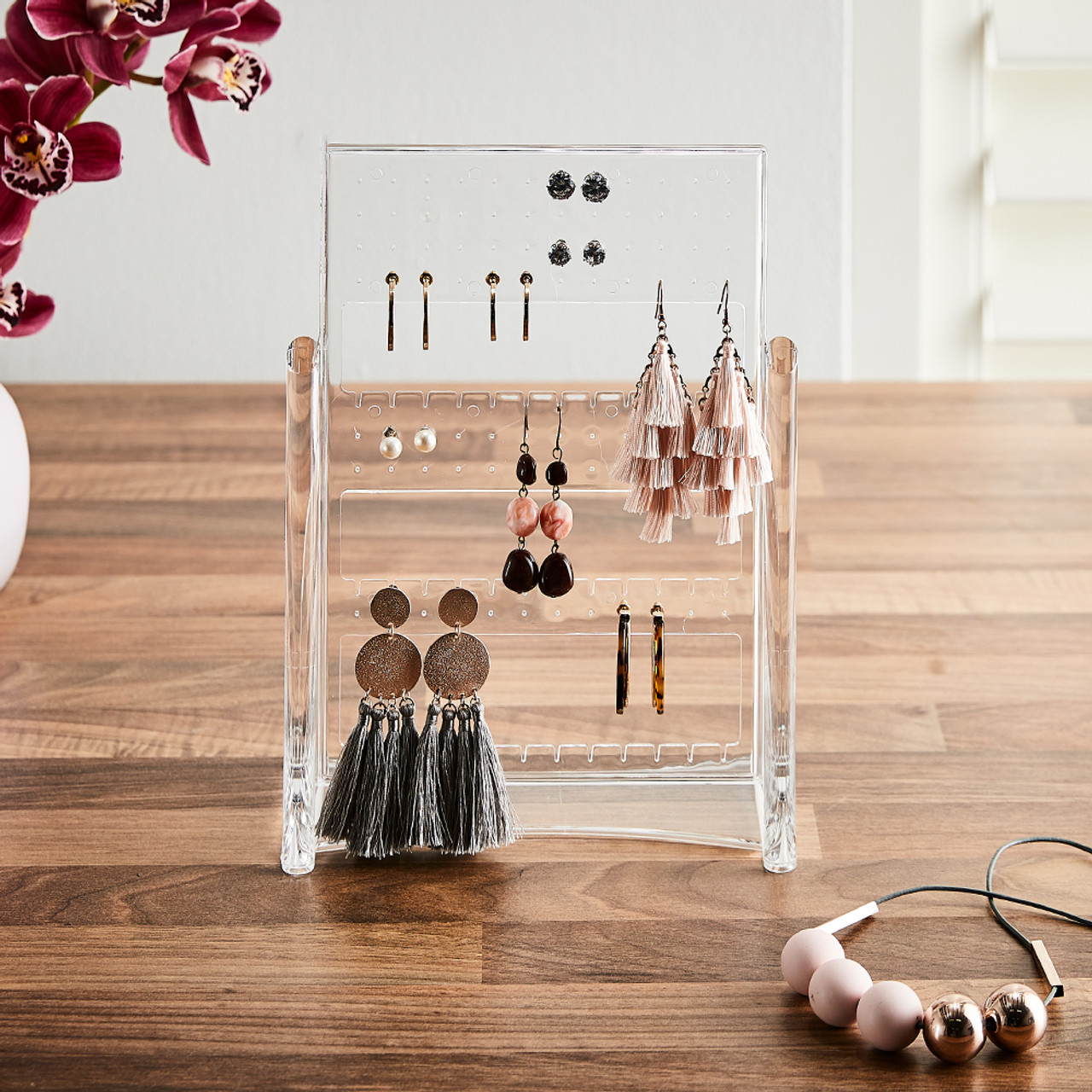 Clear Acrylic Jewelry Stand | Necklace and Earring Organizer