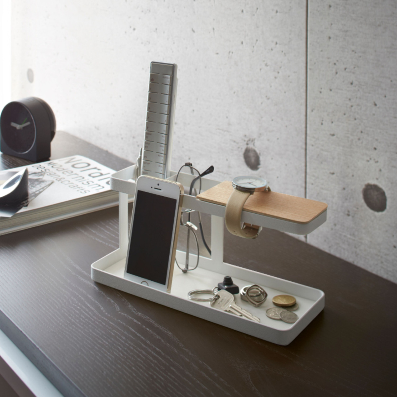 white desk with tower storage