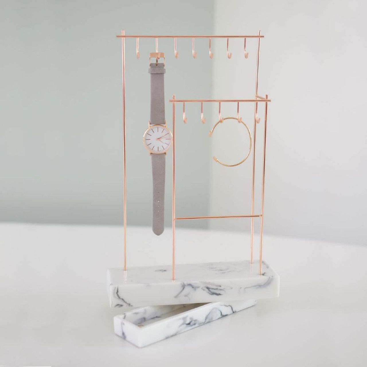 Marble and rose on sale gold jewellery stand