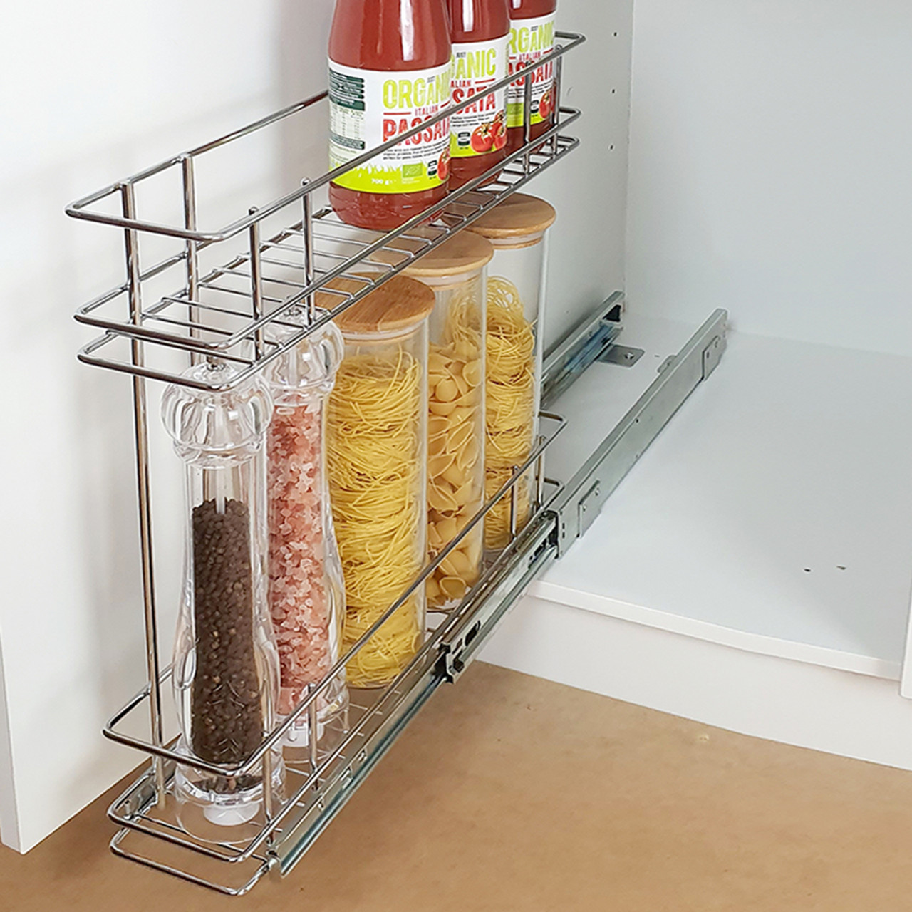 Tansel Pull Out Bottom Mount 100mm Bottle Spice Rack for