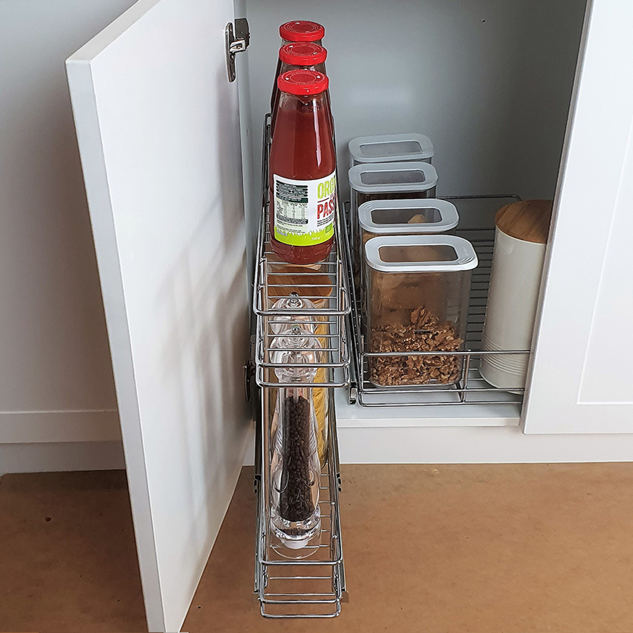 Tansel Pull Out Bottom Mount 100mm Bottle Spice Rack for