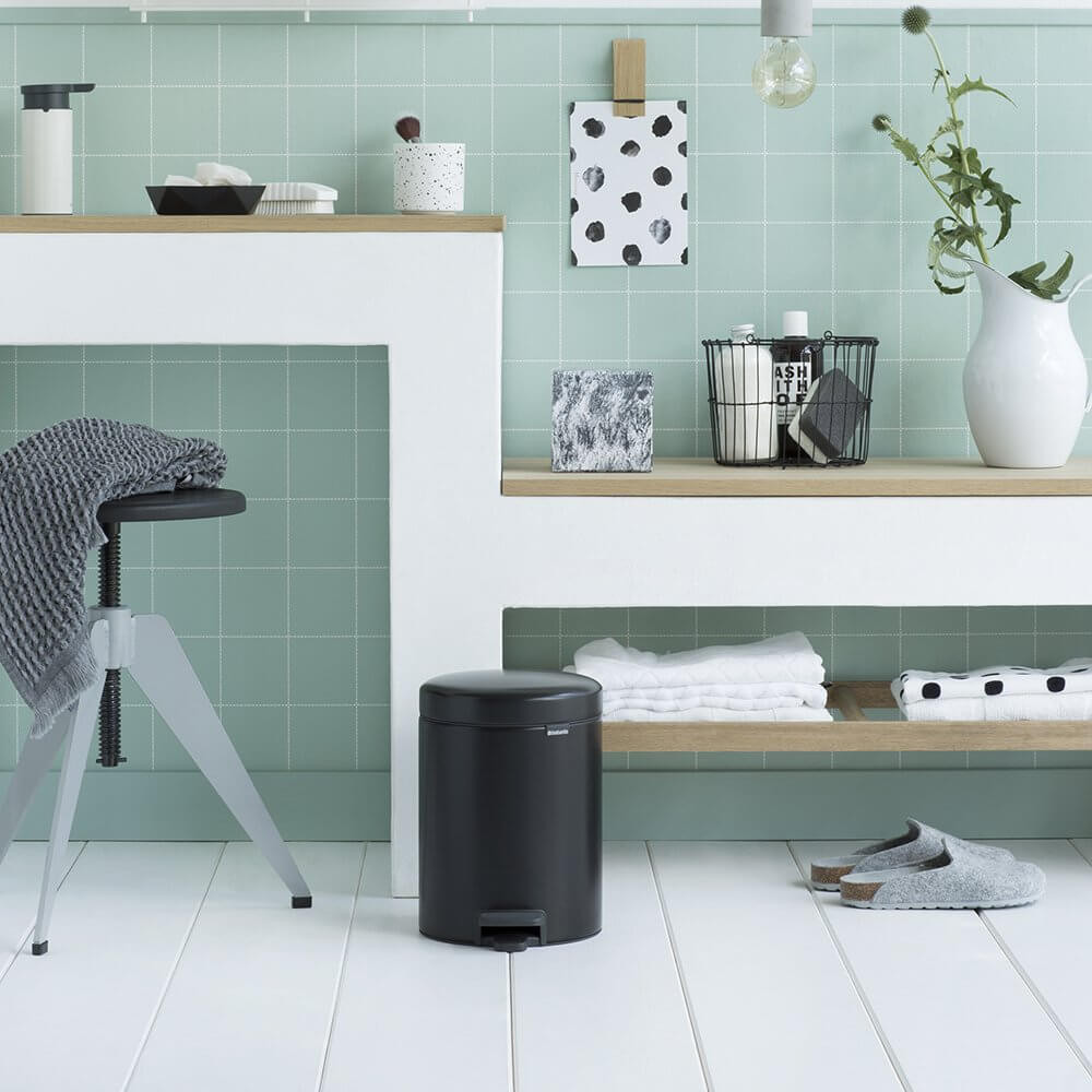 brabantia NewIcon Pedal Bin 3L - Matte Black | Howards Storage World