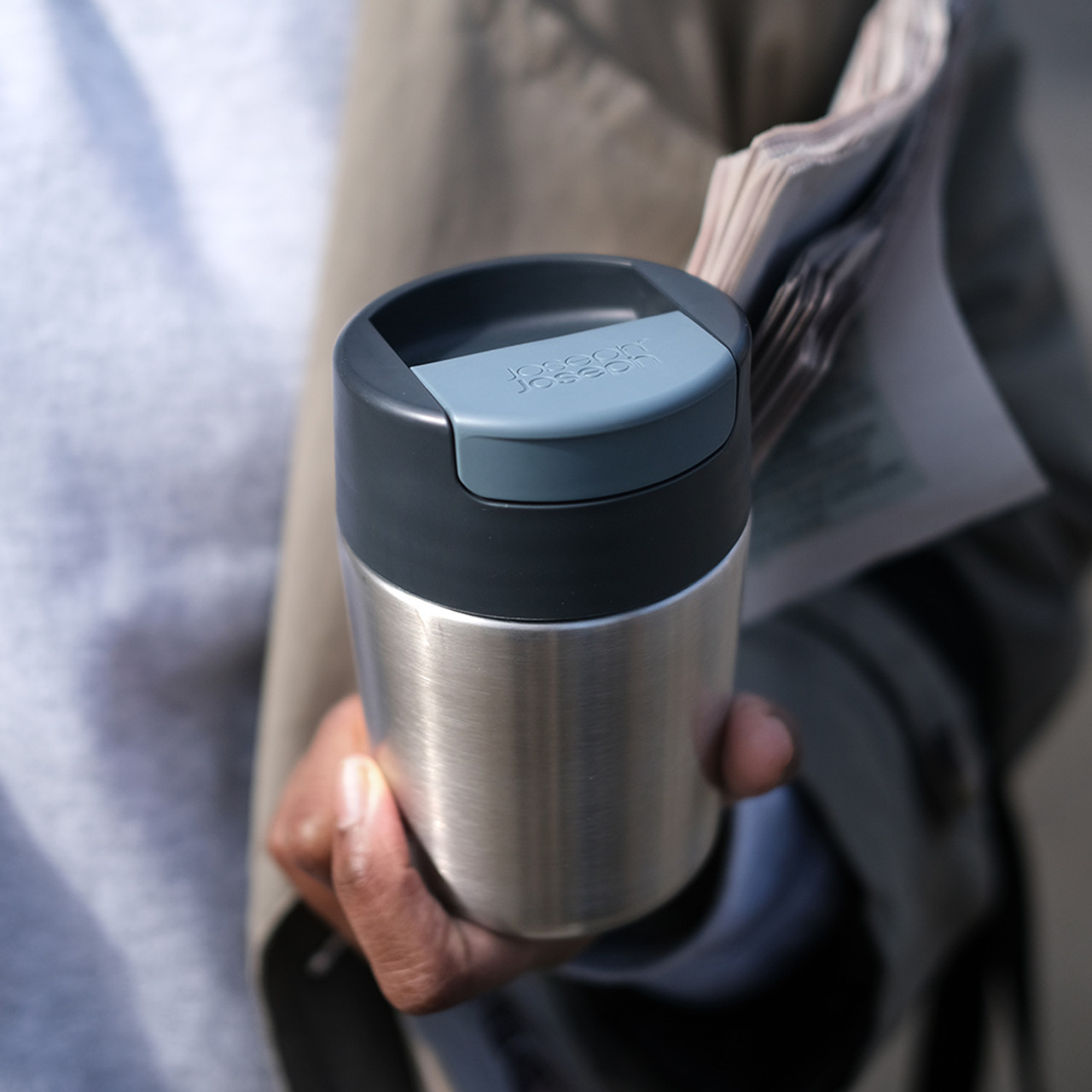 Sipp™ Travel Mug with Hygienic Lid Large - Stainless-steel