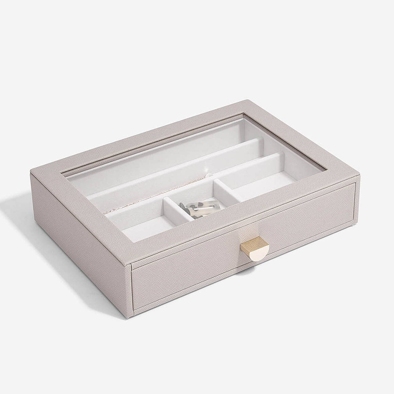 Stackers Classic Drawer Jewellery Box Glass Lid Layer - Taupe | Howards ...