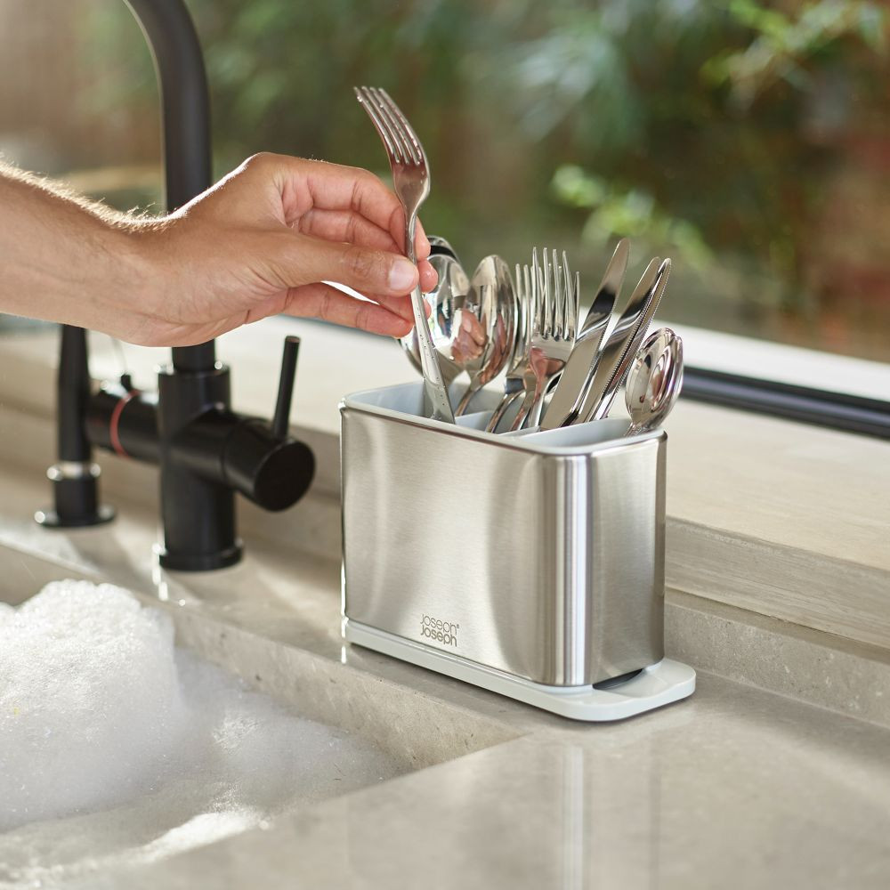 Joseph Joseph Surface Stainless Steel Cutlery Drainer Stone Howards