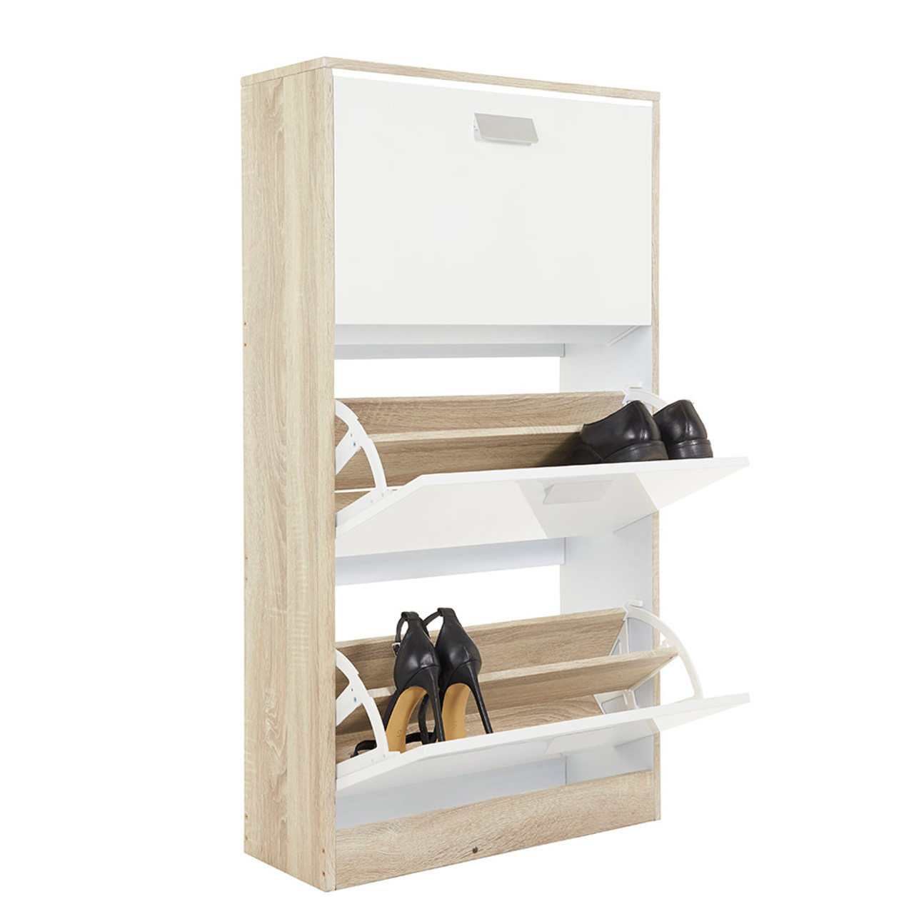 Howards Shoe Cabinet 3 Drawers White Brown