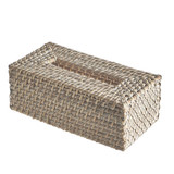 Rattan Rectangular Tissue Box - White