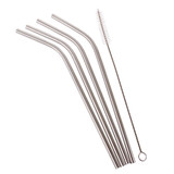 Stainless Steel Bent Straws with Cleaning Brush - Set of 4