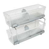 madesmart Two-Tier Mini Storage Basket Organiser with Dividers