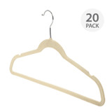 Howards Flocked Hanger with Bar 20 Pack - Cream