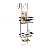 Black Onyx Over the Door 2-Tier Bathroom Shower Caddy