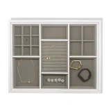 Multi Compartment Jewellery Drawer Large Organiser for Elfa - White/Grey