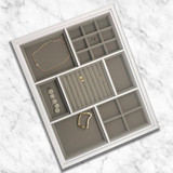 Multi Compartment Jewellery Drawer Large Organiser for Elfa - White/Grey